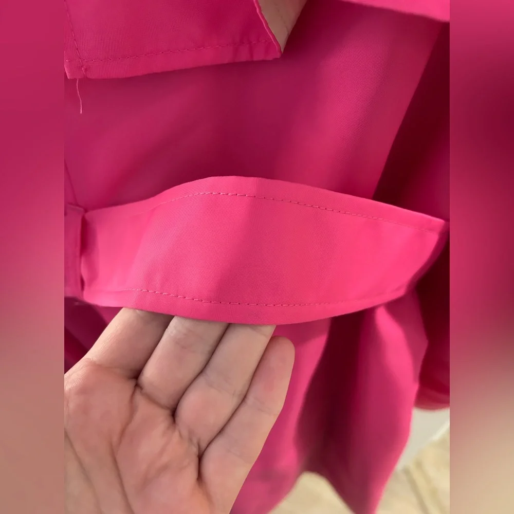 Jcrew Collection neon pink satin shiny trench coat 16 - Picture 8 of 9